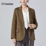 Fanzhen Women's 100% Wool Blazer Collar Winter Coat XL