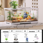 Kompaktne &Ouml;koloogiline 2025 Kuldkala Akvaarium Filtreerimise, Hapnikuga Varustamise, Kaane ja Alusega - Ideaalne V&auml;ikestesse Elutubadesse 60x21.5x21.2 cm