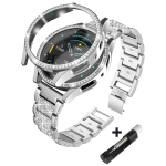 Metallist Rihm+Kest Samsung Galaxy Watch7 6 5 4 40mm 44mm Rihm Naine Roostevaba Teras Teemant K&auml;ev&otilde;ru & Kate P&otilde;rkeraud Tarvik Galaxy watch5 40mm h&otilde;be