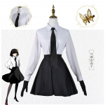 Akiko Yosano Cosplay Bungo Stray Dogs Kost&uuml;&uuml;mid Seksikas Hull &Uuml;htne S&auml;rk Seelik Lips Parukas Kindad Sukad Kost&uuml;&uuml;m Naistele Comiket L beež