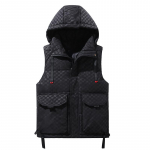 Suures suuruses L-8XL s&uuml;gisene polsterdatud vest meestele 2023 Uus paksud soojad varrukateta jakid kapuutsiga must vest Meeste k&uuml;lm mantel talveks 3XL must