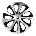 SPARCO 4 Enjoliveurs 15 Pouces Sicilia Argent et Noir