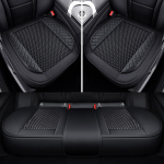 Universal PU Leather ice silk Car Seat Covers cushion for SEAT Leon Arona Ateca Tarraco Ibiza Alhambra Car Accessories Black 1 Seat