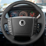 For Ssangyong Rexton Rexton W Rodius Braid Car Steering Wheel Cover ize Microfiber Leather Car Accessories Black Thread