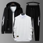 Meeste spordi&uuml;likond, suur 8xl, meeste s&uuml;gis- ja talvekampsun, kolmeosaline komplekt 8XL must valge v&auml;rv