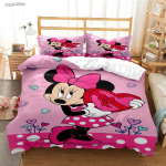 Mickey ja Minnie Hiir Multikas Aastaringselt Tekikott Tekk Voodipesu Komplekt Pehme Tekikate ja Padjap&uuml;&uuml;r &Uuml;he/Kahekohaline/Queen/King AU Single(140*210cm)3pcs