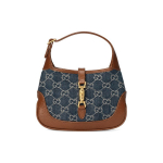 Gucci Jackie 1961 Kuldne Lukk Monogrammiga L&otilde;uend ja Nahast &Otilde;lakott Naiste &Otilde;lakott Hall Sinine 637092-2KQGG-8375 Basic Set (Bag+Dust Bag)