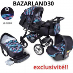 BAZARLAND30.Poussette 3 en 1 haut de gamme Urbano avec si&egrave;ge auto Inclus! Disco