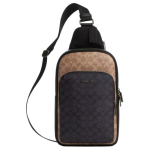 Coach Ethan 21 Br&auml;ndi T&auml;hekiri L&otilde;uend Kunstnahast Lapitehnika Crossbody Kott V&auml;ikesed Meeste Kotid Pruun Must CZ394-QBXAH Basic Set (Bag+Dust Bag)
