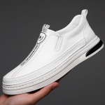 Kevadised uued kingad meestele Nahast vabaajajalatsid Valged lamedad kingad Rula kingad Noorte slip-on looferid 44 must