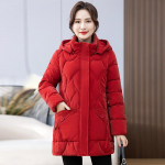 Naiste talvine vabaaja kapuutsiga jope puuvillase polsterdatud mantliga jakk keskmise pikkusega soojendusega puuvillane parkmantel ema v&auml;lisr&otilde;ivad 6XL kohv