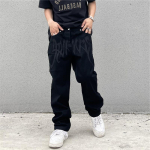 Uued moodsad retromustad tikitud kirjaga teksad T&auml;navahiphop lahtised vabaaja p&uuml;ksid S must