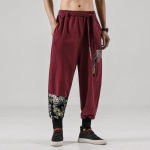 Jaapani kimono meeste puuvillane linane samuraikost&uuml;&uuml;m Ukiyo-e tr&uuml;kitud v&ouml;&ouml; retro haaremi p&uuml;ksid haori kottis p&uuml;ksid Harajuku hip hop XL