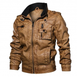 S&uuml;gis-talve br&auml;ndi nahktagi meestele Vintage Biker PU mantel P&otilde;hjuslik mootorratta jakid 3D aluskraega paksud topid M khaki