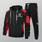 Meeste kevadine/s&uuml;gisene vabaaja dressipluusi ja p&uuml;kste komplekt: Moodne kaheosaline noorte spordir&otilde;ivastus. 2XL black