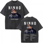 KUUM Prantsuse laulja Ninho album MILS IV kaup Vintage pestud T-s&auml;rk meestele naistele Trendikas muusikaline T-s&auml;rk Vabaaja hubane T-s&auml;rk Unisex S