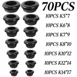 280/70 tk Kummist Tihendikomplekt Kaabli Traadi Ava Tihendid Kaabli Traadi Ava Kaitseh&uuml;lsid Kaabelduskaitsed Pistikud T&ouml;&ouml;riistad (Black,70pcs(1 set)) must