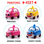 (4 komplekt)Pinkfong Babyshark Mini Metallauto Pinkfong Isa Ema Beebi 4Auto Komplekt 4Set pink