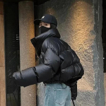 Mustad parkad Cropped kohevad mantlid Naiste mood Korea talvine kitsas paks soe lihtne l&uuml;hike mantel Streetwear k&otilde;ik-sobiv &scaron;ikk jakk M must