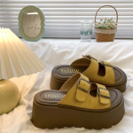 Uued suvised naiste kausssilmikuga koogip&otilde;hjaga sandaalid 7 cm tallaga Moodsad sandaalid Naiste kingad vaba aja veetmiseks ja puhkuseks Rannas 35 aprikoosi