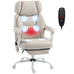 K&otilde;rge seljatoega kontoritool vibratsioonimassaaži ja k&uuml;ttega, ergonoomiline, kallutatav, jalatoega, kreemjas valge 70 x 75.5 x 122.5 cm kreemikas