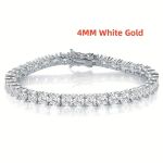 Tehasehind Ehtne S925 H&otilde;bedaga Kaetud 18K Kullaga 5A Klassi Tsirkoonium Must Tennis K&auml;ev&otilde;ru Meestele ja Naistele Mood Ehted 17.7cm white