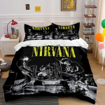 Nirvana B&auml;ndi Prindiga Must Voodipesukomplekt Voodipesukomplekt (1 tekikott, 2 padjap&uuml;&uuml;ri, tekk ei kuulu komplekti) 135x200cm black