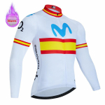 Movistar Talvine Soe Termiline Fliisikomplekt Jalgrattariided Jalgrattas&auml;rk Spordiriided Hispaania MTB Rattariided Maillot Ciclismo Hombre XS（old） white