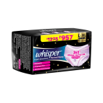 Whisper Super Imav Menstruatsioonip&uuml;ksid, 18 L-XL P&uuml;kse, 360 Kraadine Lekkimiskaitse* Tugeva Voolu jaoks, P&uuml;ksikute Sarnane Istuvus, T&auml;ielik Katvus Tagant, Imab H black
