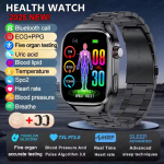 2026 UUS EKG Verer&otilde;hk Verehapnik S&uuml;damer&uuml;tm Temperatuur Vererasv Uriinhape Tervisediagnostika AMOLED 650mAh 5.3BT K&otilde;ne SmartWatch Black Mesh 2A