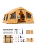 VEVOR T&auml;ispuhutavad telgid telkimiseks, 8-12 inimesele, lihtne paigaldada, t&auml;ispuhutav telk k&auml;sipumbaga, 4 hooaja luksuslik glamping-telk 2 katuseakna ja varikatusega