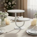 Kahekordne koogialus pitsi kullatud servaga stabiilse alusega magustoidu esitluskomplekt pulmade stiilis White Style B