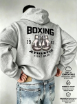 Meeste Poksikindad Kapuutsiga Poksi Graafika S&uuml;gis Fliisist Dressipluus Fitness Sportlik Spordiriided Vintage T&auml;navar&otilde;ivad L&otilde;tv Pullover XXL gray