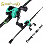 Reisi s&uuml;sinikkiust teleskoop&otilde;ngevarras koos Baitcasting Reel 12BB 7.2:1 karpkala p&uuml;&uuml;girulliga 1.8M Rod&Reel Left Hand