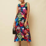 ZANZEA Vintage Summer Women O Kaelusega varrukateta lillemustriga kleidid S punane