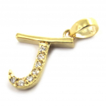 Les Tr&eacute;sors De Lily [M8787] - kullatud ripats  Letter J  valge kuld - 21x10 mm kuld