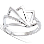 Bague Argent 'Origami' argent&eacute; rhodi&eacute;  (&eacute;ventail) - 13 mm 52 h&otilde;be
