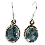 Les Tr&eacute;sors De Lily [Q5702] - K&auml;sitsi valmistatud h&otilde;bedast k&otilde;rvar&otilde;ngad  Heaven  sinine topaas - 14x11 mm t&uuml;rkiissinine