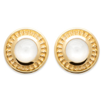 Les Tr&eacute;sors De Lily [Q6680] - Boucles Plaqu&eacute; Or 'Cleopatra' pierre de lune dor&eacute; - 10 mm valge