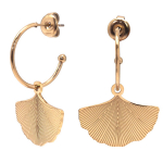 Les Tr&eacute;sors De Lily [Q8558] - Kuldsed Ginkgo Biloba terasest r&otilde;ngask&otilde;rvar&otilde;ngad - 15 mm - 21x14 mm kuld