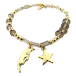 Les Tr&eacute;sors De Lily [Q9858] - Bracelet cr&eacute;ateur 'Boho' taupe dor&eacute; - lune 20x7 mm hall