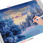 Diamond Paintnig Landscape Snow Lodge Ristpistes Mosaiik Teemanttikandid 20X30CM