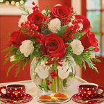 5D DIY Teemantmaal Uus portree Taim Maastikupildid Rhinestones Lilled Teemantmosaiik Kodukaunistus Full Round 30x30CM punane