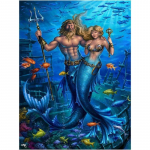 5D isetegemise teemantmaali merineitsi s&otilde;dalase ristpiste komplekt mosaiik-teemanttikandiga roos t&auml;isringi/kandilise puuriga kodukaunistus Round 20x30cm