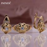 PATAYA metallist lilledega k&otilde;rvar&otilde;ngaste komplekt roosikulla v&auml;rvi pulmade loominguline kunsttsirkoon Trend ebatavaline naiste komplekt 6