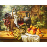 5D DIY Teemantmaaling Puuviljad ja veinid Teemantmosaiik Teemanttikandid T&auml;ielik ristpistekomplektid Kodukaunistuse kingitused Round 30x40cm