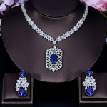 CMM Imeilus Printsessi Cubic Cubic Zirconia K&otilde;rvar&otilde;ngad Kaelakee Ehete Komplekt safiir