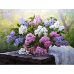 Teemantmaaling, sirelililla ristpistega 5D DIY teemanttikandid vaas t&auml;isringi lilledega kodukaunistus Full Round 20x30CM