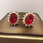 SACE GEMS Rose RUBY K&Otilde;RVAR&Otilde;NGAD naiselik tsirkoon Roos Punane Kristall-Lillek&otilde;rvar&otilde;ngad Lihtsad kristallist moeehted punane