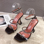 Eilyken Summer New Naiste Disain Kandilised varbad sandaalid Mood Crystal Diamond PU nahast pahkluu pandla rihm Kummalised naiste kontsad kingad 35 kuldne